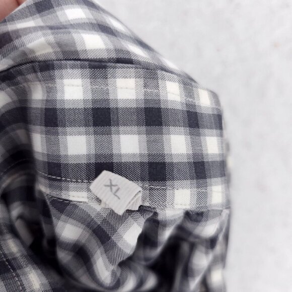 ERMENEGILDO ZEGNA Shirt Gray White Check Plaid 100% Cotton Size XL - Picture 8 of 11